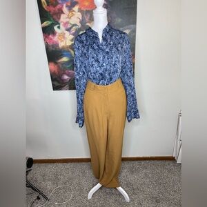 Massimo Dutti New Camel Viscose Wide Leg Flowy Dress Career Pants Lightweight 8